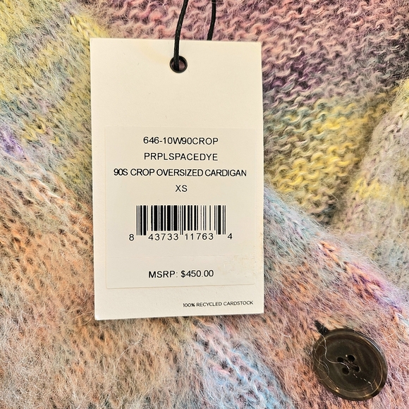 RE/DONE 90s Crop Oversized Cardigan Size XS NWT - Picture 10 of 11